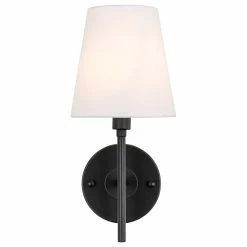 Coupon π₯° Elegant Furniture & Lighting Black Finish And White Shade 1-Light Wall Sconce, Black π