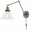 Buy 😉 LNC Lighting LNC 1-Light Wall Sconce Lamp Swing Arm Plug-in Adjustable Hardwire Clear Glass ❤️