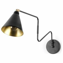 Promo ⌛ Mercana Cobalt Black Metal Cone Shaped Swivel Wall Sconce 68775 👏