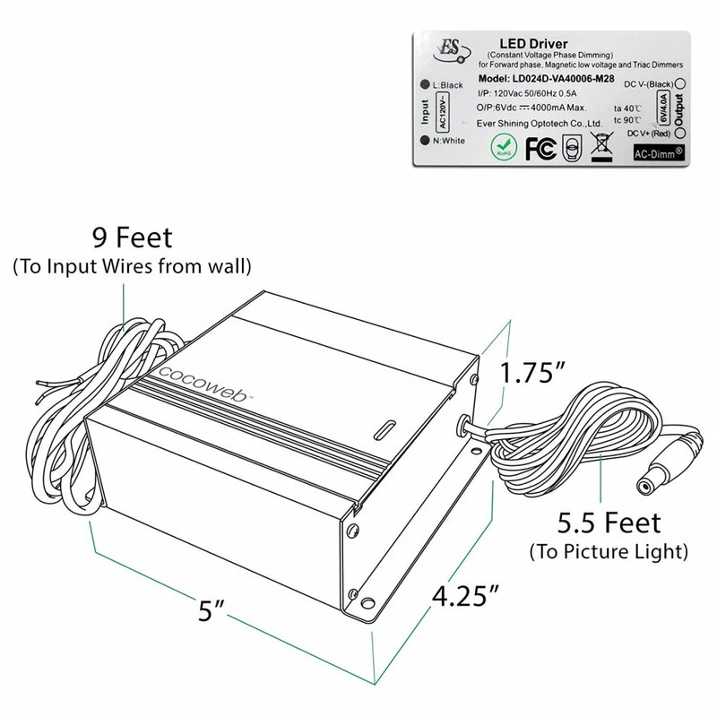 New β€οΈ Cocoweb Inc. 21" Tru-Slim Gallery Light, Chrome With Dimmable Direct Wire Kit βοΈ - Image 3