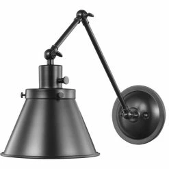 Outlet 🎁 Progress Lighting Hinton 1 Light Swing Arm Or Wall Lamp, Black ✔️