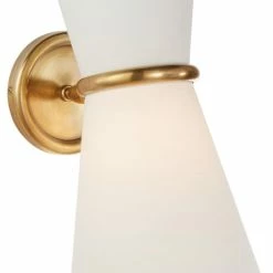 New ✨ Signature Collection Clarkson Small Single Pivoting Sconce In Hand-Rubbed Antique Brass With Linen Sh 😍