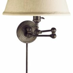 Deals 🎁 Signature Collection Boston Swing Arm In Bronze With Linen Shade 👏