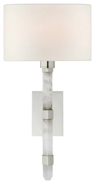 Brand new π Signature Collection Adaline Small Tail Sconce In Polished Nickel And Quartz With Linen Shade π