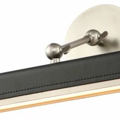 Outlet ⭐ Alora Valise Picture Light, Aged Nickel/Tuxedo Leather, 12"Wx1.875"Hx9.75"E 👍