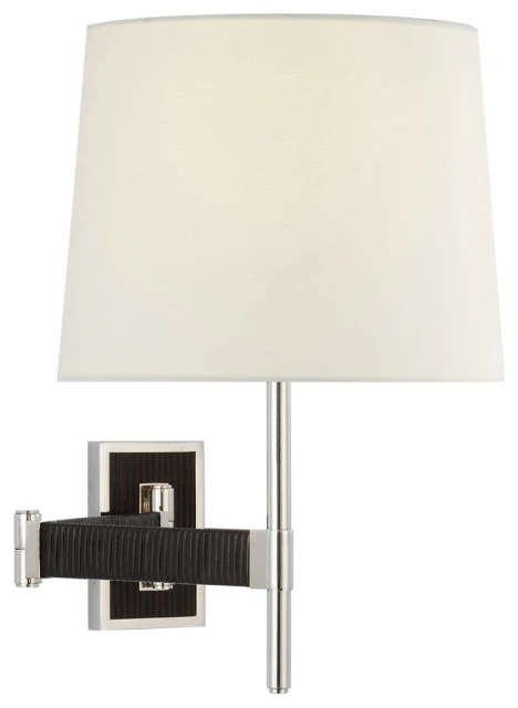 Buy π Signature Collection Elle Swing Arm Sconce In Polished Nickel And Black Rattan With Linen Shade π₯°