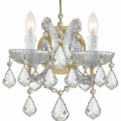 Flash Sale 🔥 Crystorama Lighting Maria Theresa 2 Light Clear Crystal Gold Sconce 🎉