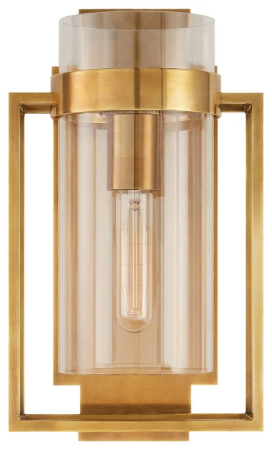 Promo π Signature Collection Presidio Caged Small Sconce In Hand-Rubbed Antique Brass With Clear Glass π