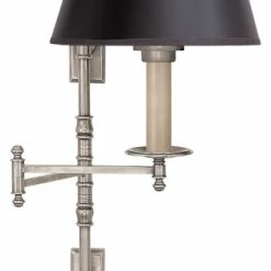 Hot Sale 🌟 Visual Comfort & Co. E. F. Chapman Dorchester 1 Light Swing Arm Or Wall Lamp, Antique Nickel, Black ❤️