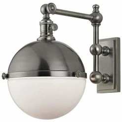 Flash Sale 🎉 Hudson Valley Lighting Stanley, 1 Light, Wall Sconce, Antique Nickel Finish, Glossy Opal Glass 🎁