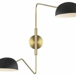 New 👏 Generation Lighting, EW1072MBK, Double Task Sconce, Midnight Black 💯