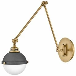 Coupon 😉 Hinkley Fletcher Medium Single Light Sconce, Aged Zinc ❤️