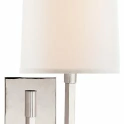Deals 🎁 Signature Collection Aspect Small Articulating Sconce In Polished Nickel With Ivory Linen Shade 🛒