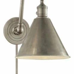 Wholesale 🧨 Visual Comfort Boston Arm Library Light With Plug, 1-Light, Antique Nickel, 16"H ❤️