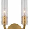 Coupon ⭐ Signature Collection Casoria 14" Double Sconce In Hand-Rubbed Antique Brass With Clear Glass 🎉