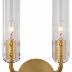Coupon ⭐ Signature Collection Casoria 14" Double Sconce In Hand-Rubbed Antique Brass With Clear Glass 🎉
